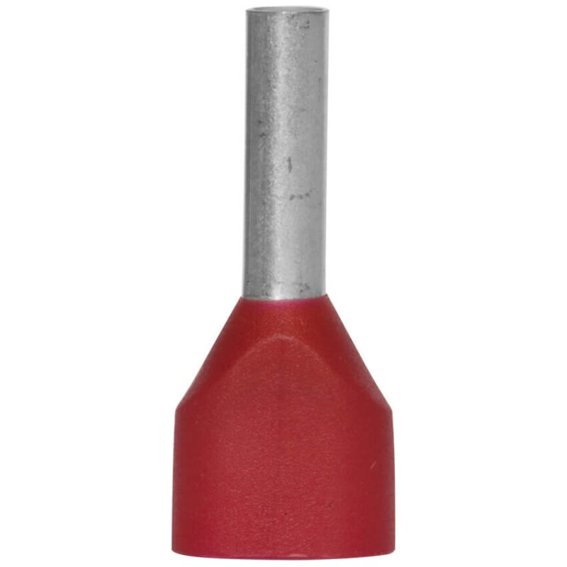 Aderendhülse mit Isolierstoffkragen, 2 x 1² x 15 mm 1,0² 15 mm rot