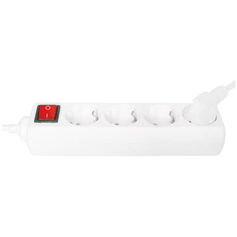 Tischsteckdose, 4-fach, 1,5m, weiß, mit Schalter, 1,5mm² 4-fach 1,5 m