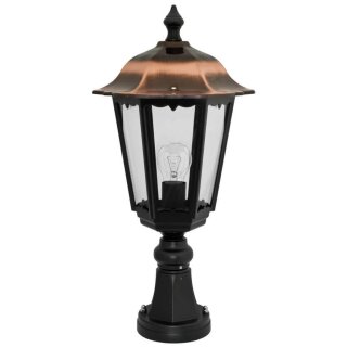Außenstandleuchte, 1 x E27/75W, schwarz/Kupfer, Glasscheiben
