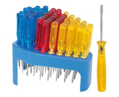 Verkaufständer mit 60 Mini-Schraubendrehern, farbig...