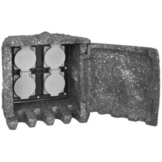 Steckdosenverteiler, 4 Steckdosen 230V/16A, Steinmehl-Kunstharz grau