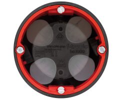 Hohlwand-Brandschutzdose, für 4 x Rohr M20, winddicht, mit Schallschutz, Fräßloch-Ø 68 mm, anreihbar 50 mm 