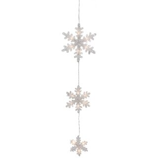 LED-Lichterstränge, Schneeflocken, 15 warmweiße LEDs