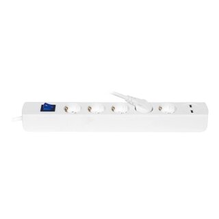 DUOversal-Tischsteckdose, 5-10-fach, 2 x USB 5V/2,4A, 3 x 1,5², 1,4 m