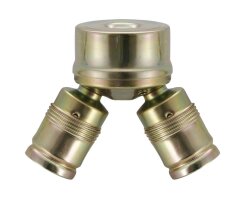 Metall-Doppelarmatur, 2 x E27, gelb verzinkt