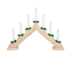 Weihnachtsleuchter, 7 warmweiße LEDs, natur