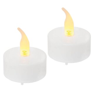 LED-Teelichter, 2er-Set, je 1 flackernde orange LED, mit Timer