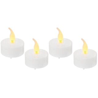 LED-Teelichter, 4er-Set, je 1 flackernde orange LED, mit Timer