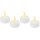 LED-Teelichter, 4er-Set, je 1 flackernde orange LED, mit Timer