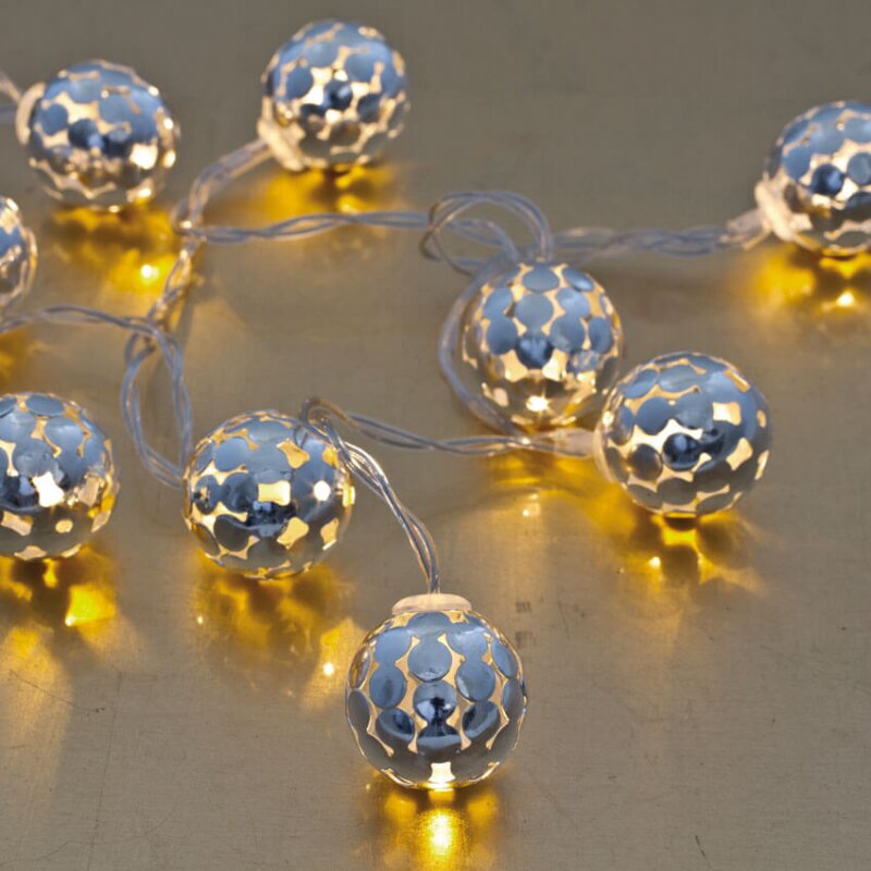 LED-Minilichterkette, 10 warmweiße LEDs, silber