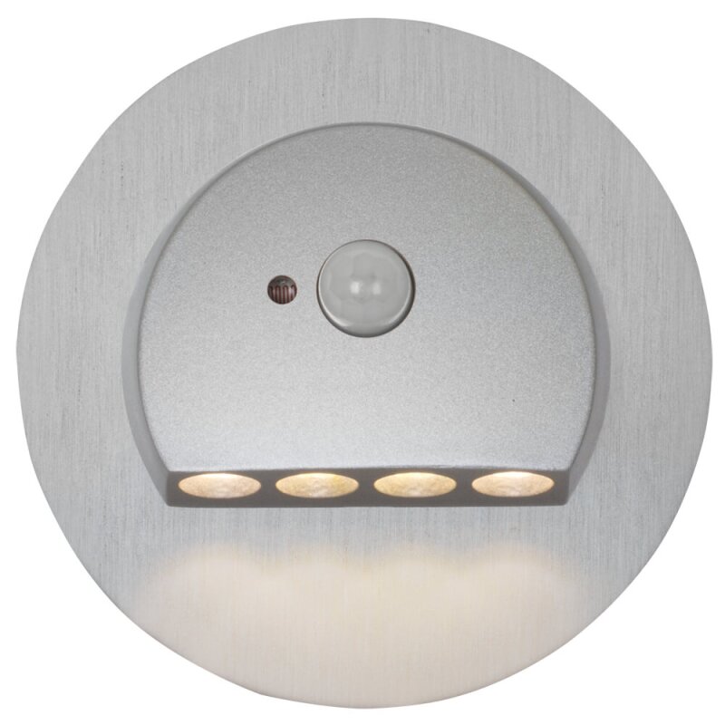 Wand- und Treppeneinbauleuchte, RUBI, LED/0,93W, 25 lm, 3100K, mit Bewegungsmelder aluminium