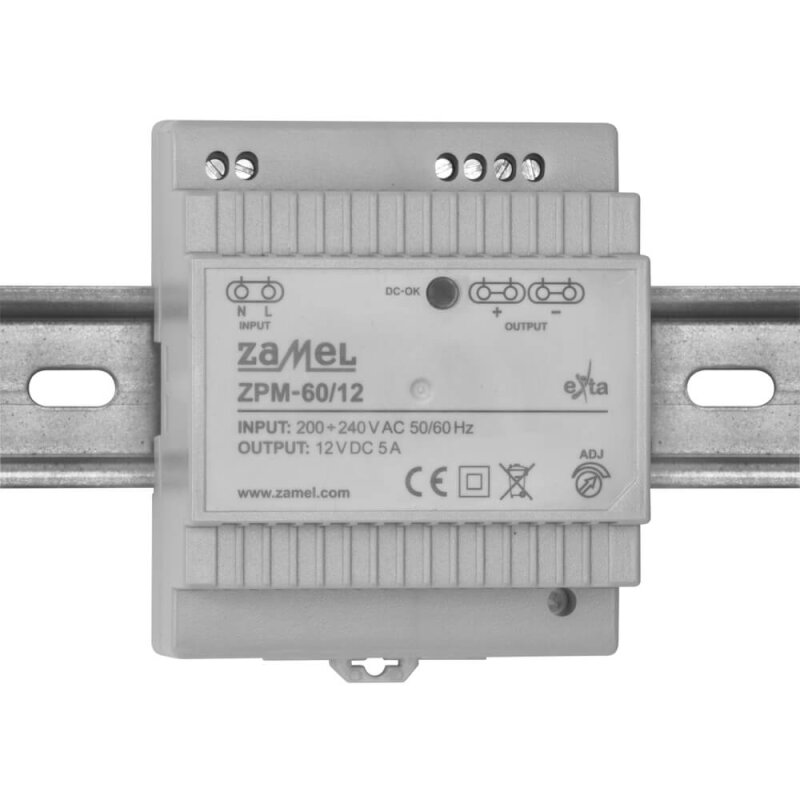 Reiheneinbau-Netzteil, 12V/60W, IP20, EXTA 60W (5,00A) H 90, T 66, B 77,4, 4,5 TE