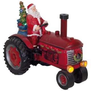 LED-Weihnachtsmann auf Traktor, bunte LEDs