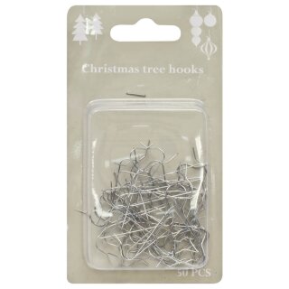 Haken für Weihnachtskugeln, silber, 50er Set