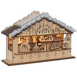 Weihnachtsmarkthütte, warmweiße LEDs, Schwibbbogenverkäufer