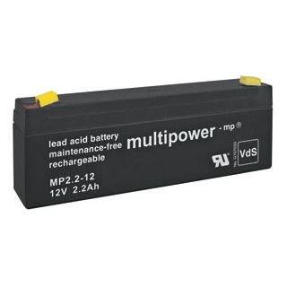Bleibatterie, wartungsfrei, 12V, 2,2Ah, B 178, T 34, H 64