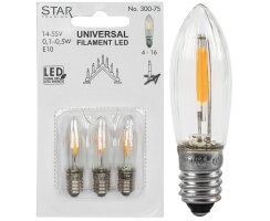 LED-Filament-Topkerze, klar, E10/10-55V/0,1-0,5W, 2100K