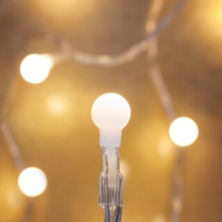 LED-Minilichterkette, warmweiße LEDs, weiße Kugeln