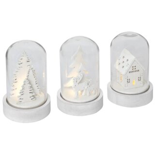 Glaskuppel, KUPOL, 3er-Set, je 1 warmweiße LED