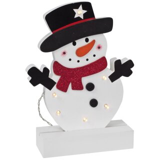Weihnachtsleuchter, FREDDY, Schneemann, 6 warmweiße LEDs