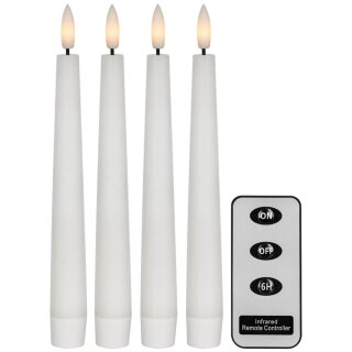 4 LED-Echtwachskerzen, FLAMME, 1 warmweiße flackernde LED, mit Fernbedienung