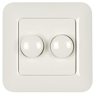 Dreh-Aus- UP-DOPPEL-Dimmer, 2 x 15-110W/VA oder 2 x 5-40W/LED, Phasenanschnitt, reinweiß
