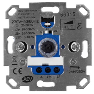 Druck-/Wechsel- UP-Universal-Dimmer, 20-300W/VA, LED 3-100W Phasenab- und anschnitt