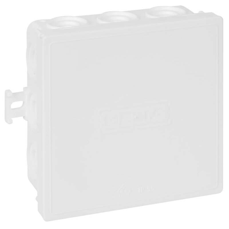 AP-Kabeldose, ohne Klemmen, mit Steckdeckel, L 100, B 100, H 42 reinweiß (RAL9010)