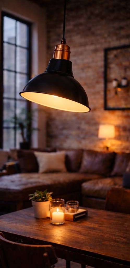 Lampenschirm Broadway Metall schwarz im Industrial Stil im Wohnzimmer